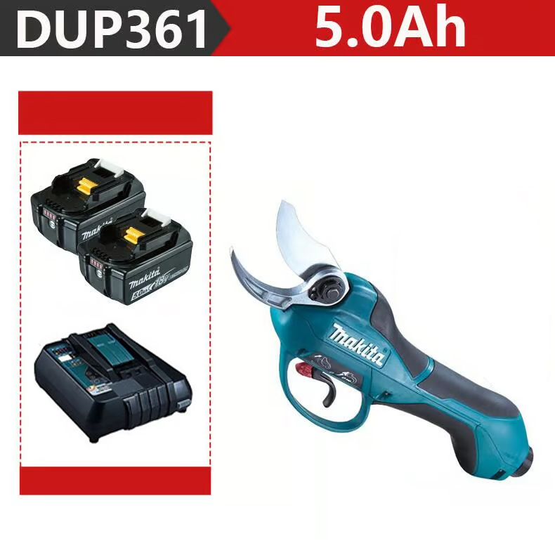 [Tesoura de poda MAKITA DUP361PT2 1000 W + duas baterias de 5,0 Ah 36 V + carregador] 6 horas de duração da bateria