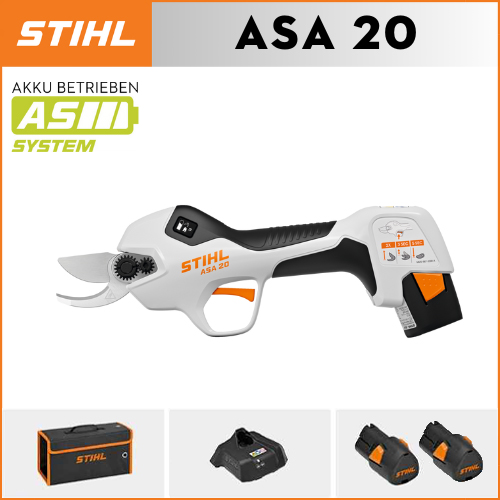 STIHL ASA20*1, bateria de lítio*2, caixa de armazenamento*1, cabeça de corte*1, carregador*1